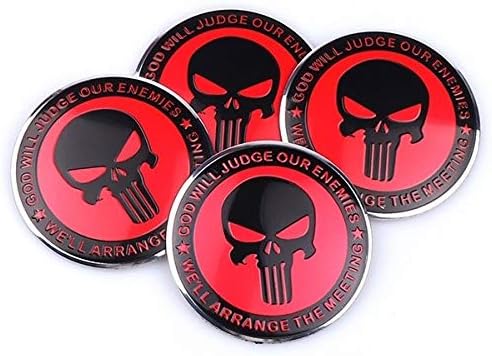 AutoTrends 4pcs GOD Will Judge Our Enemies (Red) Emblem Car Wheel Center Hub Cap Caps Badge Sticker Decal 60mm