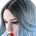 Royalvirgin Nature Color Dark Root Ombre Pastel Blue Heat Resistant Fiber Hair Long Nature Wave Light Blue Synthetic Full Wigs