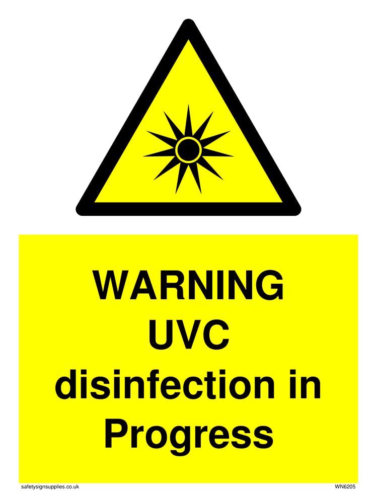 Pack of five - WARNING UVC dinfection in progress Sign - 150x200mm - A5P