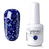 Elite99 Soak-Off UV LED Gel Polish Nail Art Manicure Lacquer Glitter Mediumblue 353 15ml