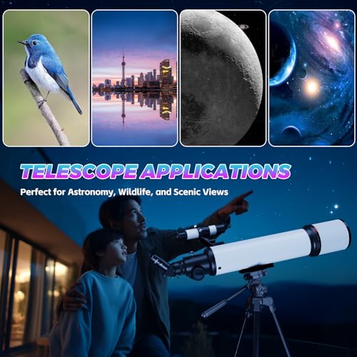 Children's Adult Astronomical Telescope, 90mm Aperture, 700mm Telescopes, 300X HD Portable Astronomical Refractor Telescope with Tripod, Lunar Filter, Researcher, Suitable as a Christmas Gift