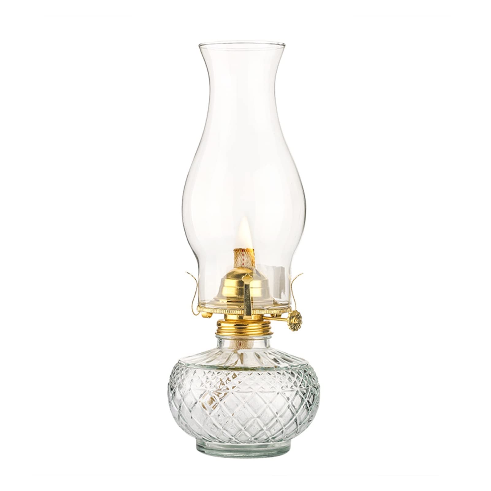 amanigo Large Oil Lamp for Indoors - Antique Paraffin Lamp Transparent Glass Oil Lamp with Glass Chimney Desktop Kerosene Lamp Oil for Kitchen