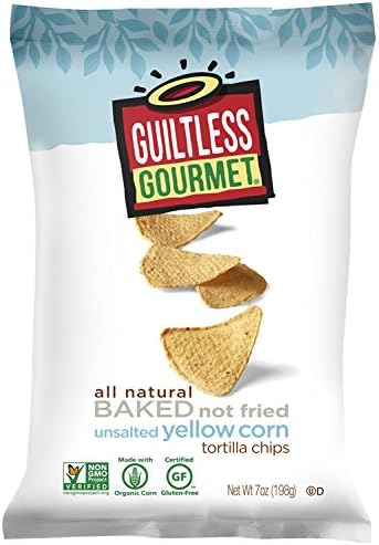 Guiltless Gourmet Tortilla Chips, Unsalted Yellow Corn, 7 Ounce (Pack of 12)