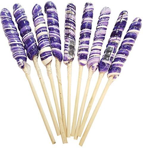 9 inch Twist Twirly Unicorn Lollipops 12 units 1oz Purple & White Long Lollipops With Wooden Stick by Kendon Candy