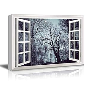 White Window Looking Out Into a Forest with...