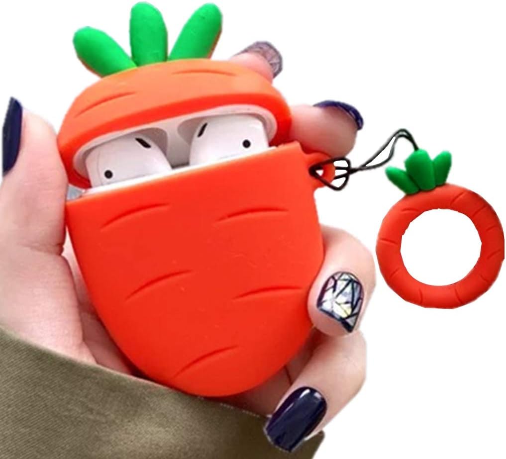 Cute Apple Airpods Case Silicone Cover Skin Accessories with Carabiner,Unique Gift Cases for Girls Kids Teens Women Air Pods, Purple, BUVE