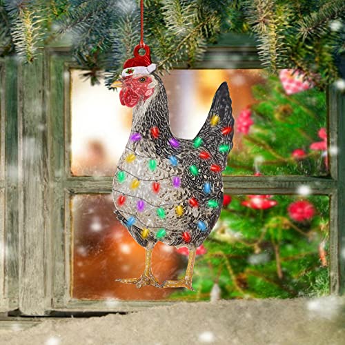 Wooden Christmas Tree Ornaments Christmas Scarf Chicken Holiday Party Decoration Christmas Outdoor Decorations(#01)