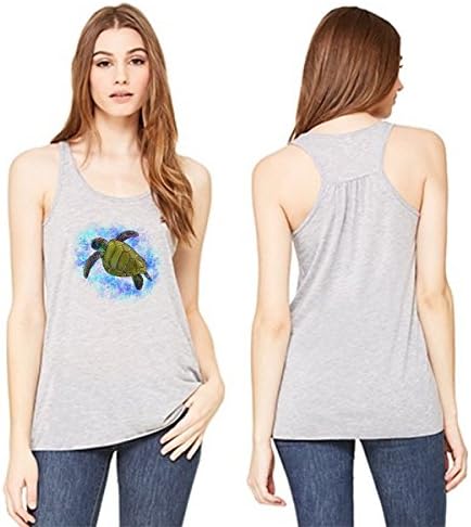 Bella + Canvas Tank Top With A Green Sea Turtle With Background Design