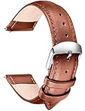 Quick Release Leather Watch Band, SONGDU Full Grain Genuine Leather Replacement Watch Strap with Stainless Metal Buckle Clasp 16mm, 18mm, 20mm, 22mm, 24mm (18mm, Brown)