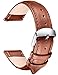 Quick Release Leather Watch Band, SONGDU Full Grain Genuine Leather Replacement Watch Strap with Stainless Metal Buckle Clasp 16mm, 18mm, 20mm, 22mm, 24mm (18mm, Brown)