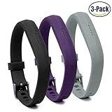 For Fitbit Flex 2 Bands,Vetoo Replacement Band with Stainless Steel Buckle and Fastener for Fitbit Flex 2,Adjustable Accessories Bracelet & Strap for Small and Large Wrists,3 Packs (Black+Purple+Gray)