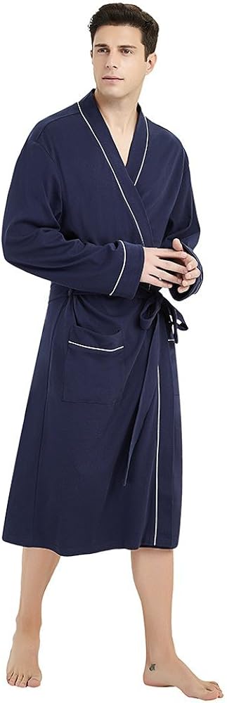 U2SKIIN Mens Cotton Robe Lightweight Knit Bathrobe at  Men’s Clothing store