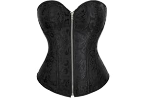 YYKSYDPT Women's Corset Tops Floral Lace Up Bustier Corset with Zipper Satin Sexy Fashion Boned Bustier