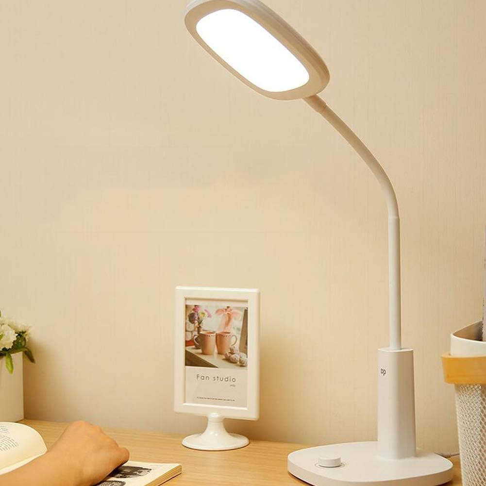 CHM Primary School Desk Lamp,Study Bedroom Bedside Lamp,Plug-in Desk Lamp,Dormitory Household LED Eye Protection Desk Table Lamp 16 * 33.5 * 12cm,White