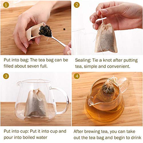 300PCS Disposable Tea bags,Paper Tea filter Bags with Drawstring Safe Strong Penetration Unbleached Paper for Loose Leaf Tea and Coffee(big size) - Thumbnail 4