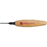 Flexcut Wood Carving Tool | Micro V-Tool | 45 Degree 1.5mm |Razor Sharp 1095 High Carbon Steel Cutting Blade for Miniature &amp; Fine Detail Work | Ergonomic Ash Hardwood Handle | MT31| Made in the U.S.A.