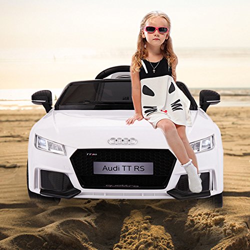 JAXPETY Audi TT 12V Electric Kids Ride On Car Licensed MP3 LED Lights RC Remote Control White