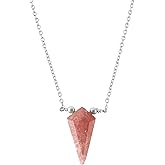 Strawberry Quartz Kite Necklace, Healing Crystal Kite Gemstone Pendant Necklaces, Natural Spiritual Reiki Stone Jewelry for Friends Gemstone size vary from 10 mm Approx