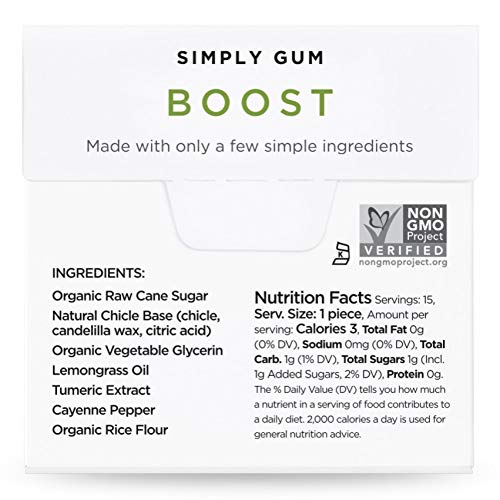 Simply Gum Natural Chewing Gum Boost with Lemongrass and Turmeric