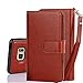 Galaxy S7 Edge Case, S7 Edge Case, TabPow 9 Card Slot Series - Wallet Folio PU Leather Case Cover with Detachable Magnetic Hard Case for Samsung Galaxy S7 Edge, Brown