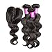 ALI JULIA 10A Malaysian Virgin Body Wave 3 Bundles with 4x4 Middle Part Lace Closure 100% Unprocessed Human Hair Weave Extensions Natural Color (14 16 18+14 inch closure)