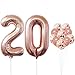 KatchOn, Rose Gold 20 Balloon Number - 40 Inch, Pack of 12 | 20 Balloons with Confetti | Cute 20 Birthday Decorations for Her | 20th Birthday Balloons | Happy 20th Birthday Decorations for Women