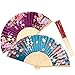 Chuangdi 12 Pcs Folding Hand Fans for Line Dancing Bulk Silk Fabric Popping Clapping Fans for Line Dancing on The Ground for Women Foldable Wedding Decoration Gifts(Rose)