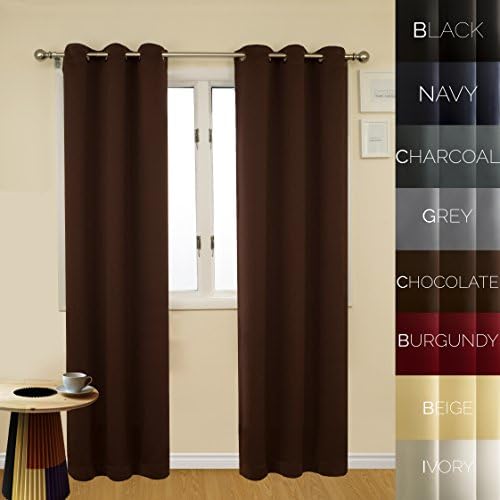 Prestige Home Fashion Thermal Insulated Blackout Curtain - Antique Bronze Grommet Top - Chocolate - 38"W x 84"L, 1 Panel