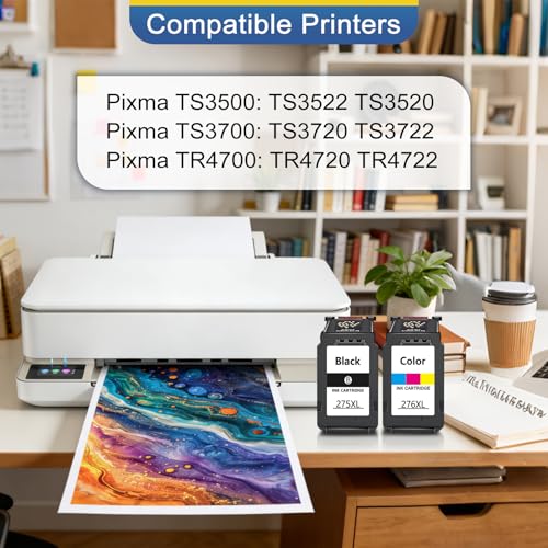 NanCxin PG-275XL CL-276XL Cartucho de Tinta Compatible con impresoras Canon Pixma TS3520 TS3522 TR4720 TR4722 TS3720 TS3722, 2 Unidades (1 Negro, 1 Color)