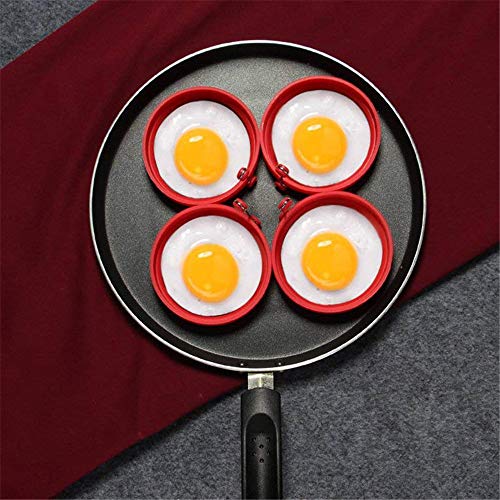 Wenini 4Pcs Round Egg Rings Mold, for Breakfast Sandwiches, Small omelettes, Desserts, Benedict Eggs, Egg Muffins, Burger Patties, Poached Eggs 4 inches (Orange❤️)