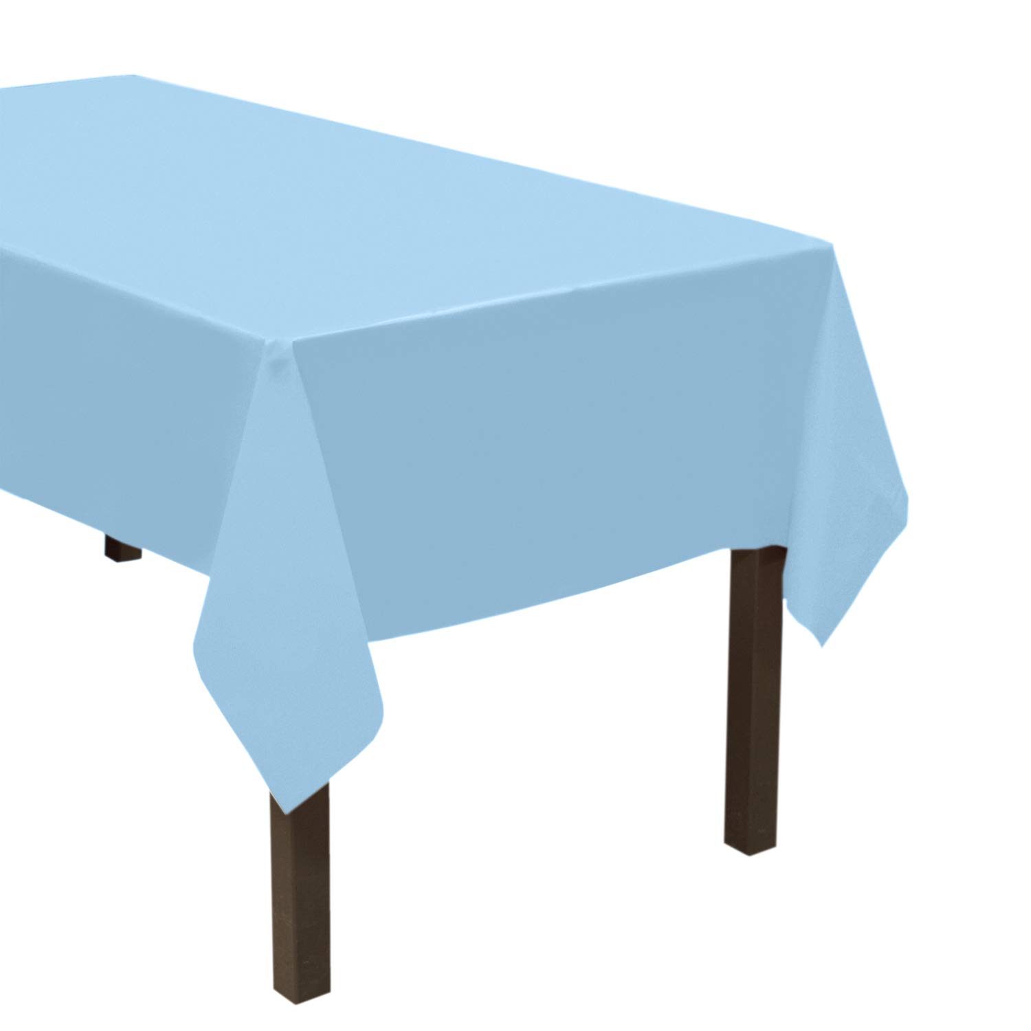 Party Essentials Heavy Duty Plastic Table Cover Available in 44 Colors, 54" x 108", Light Blue