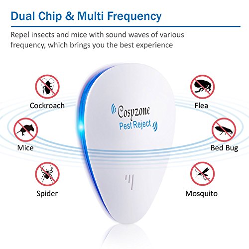 Ultrasonic Pest Repeller, Cosyzone 6 Pack Electronic Pest Control Repellent Plug In for Insect, Mice, Rats, Spiders, Fleas, Roaches, Bed Bugs, Mosquitoes, Eco-Friendly, Human & Pet Safe - Thumbnail 4