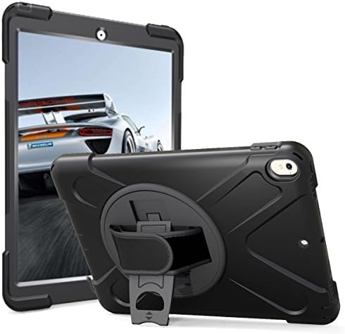 Otufan iPad Pro 10.5 Case, [Heavy Duty] Full-Body Protection Case for iPad Pro 10.5 inch, [Rugged: Shock Proof] Armor Case Cover with KickStand and Adjustable Hand Strap for Kids Friendly (Black)