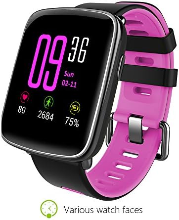 1.54 inch Smart Watches Bluetooth 4.0Ver Pedometer Heart Rate Monitor 3M IP68 Water-Resistant Bluetooth Watches Compitable for iOS and Android Smartphones AGOLUO (Pink)