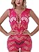 FasiCat Women's Mesh Lingerie for Women Fishnet Babydoll Mini Dress Free Size Bodysuit Hotpink Style 7