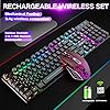 T3-Upgrade-Wireless-Keyboard-Mouse-Combo-Rainbow-Backlit-24G-Rechargeable-Mechanical-Feel-Gaming-Keyboard-2400DPI-6-Buttons-Optical-Rainbow-LED-Gaming-Mouse-Free-Gaming-Mouse-Pads-Black T3 Upgrade Wireless Keyboard Mouse Combo, Rainbow Backlit 2.4G Rechargeable Mechanical Feel Gaming Keyboard + 2400DPI 6…