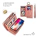 JAZ iPhone XS Wallet Case, iPhone X Wallet Case Zipper Purse Detachable Magnetic 14 Card Slots Money Pocket Clutch Leather Wallet Case Cover for iPhone X(2017) /iPhone XS(2018) 5.8 Inch - Rose Gold