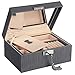 SONGMICS 2-Layer Box, Lockable Jewelry Organizer, Foldable Tray, Removable Divider, Gray UJBC232GY