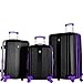 Olympia U.S.A. Apache 3-Piece Expandable Hardside Luggage Set with Spinner Wheels, Black/Purple