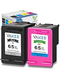 Vaker - Cartucho de tinta remanufacturado de repuesto para HP 65XL 65 XL utilizado en HP Envy 5055 5052 5058 HP DeskJet 2655 2622 2624 2652 3755 3752 3720 3721 3722 3723 3730 3732 impresora (1 Negro, 1 Tri-Color)