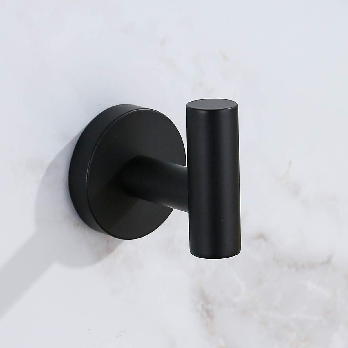 [2 Pack] Single Towel Hooks Bathroom, Matte Black Coat Hook, Bathroom Hardware Accessories, Robe Hook for Bath and Kitchen, SUS 304 Stainless Steel - - 