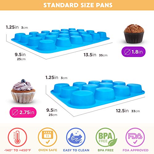 image for Baking & Beyond Silicone Muffin and Cupcake Pans – Large 12 Cup Muff