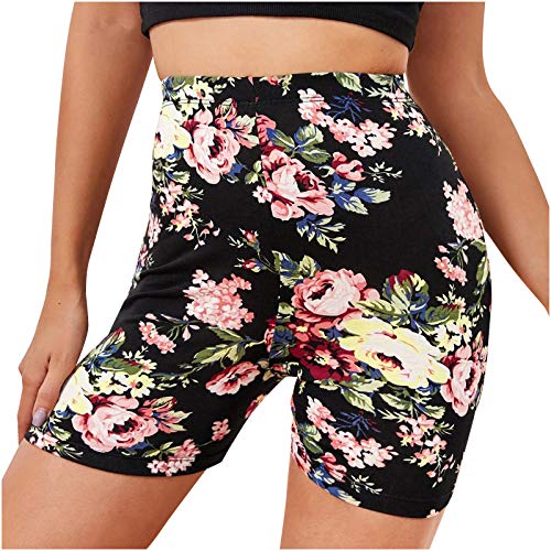 Gwewei4df Women Sunflower/Leopard/Dot Print High Waist Shorts