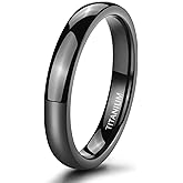 TIGRADE Black Titanium Ring 2mm 4mm 6mm 8mm Dome High Polished Wedding Band Size 3-14.5