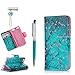 iPod Touch 6 Case, MOLLYCOOCLE Wallet Purse Credit Card ID Holders Magnetic Pink Flower Bule Premium PU Leather Soft TPU Bumper Slim Fit Flip Folio Case Cover for iPod Touch 5
