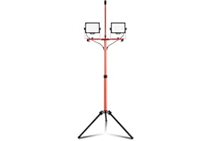 PARMIDA LED TECHNOLOGIES PARMIDA LED Dual-Head Work Light with Telescoping Tripod Stand Up to 6 Ft Tall, UL Approved Cable, Durable Metal Body, 10,000 Lumen, 100W, IP65 Waterproof, Rotating & Detachable Heads, 8 Ft Power Cord
