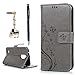 YOKIRIN LG K20 Plus Case, LG K20 V Case, LG K10 2017 Case, Wrist Strap Flip Kickstand PU Leather Wallet Cover Embossed Floral Butterfly with ID&Credit Card Holder 3D Elephant Dust Plug, Gray