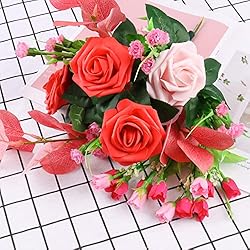 Artificial Flowers 25pcs Real Looking Red Foam Fake