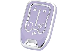 OFFCURVE Compatible with GMC Key Fob Cover Key Fob Case for Chevy Suburban Tahoe Terrain Acadia Yukon Silverado GMC Sierra 1500 2500HD 3500HD Car Accessories Smart Key Protector, Purple