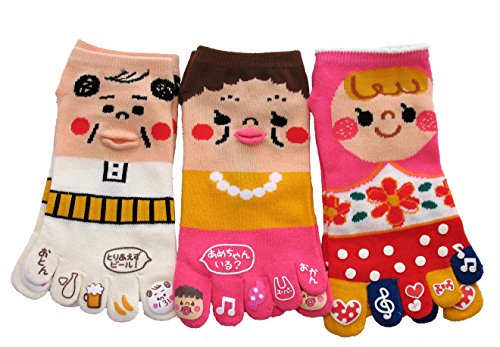 King Original Japanese Five Toe Ankle Socks 3 pairs - Papa, Mama, and Baby